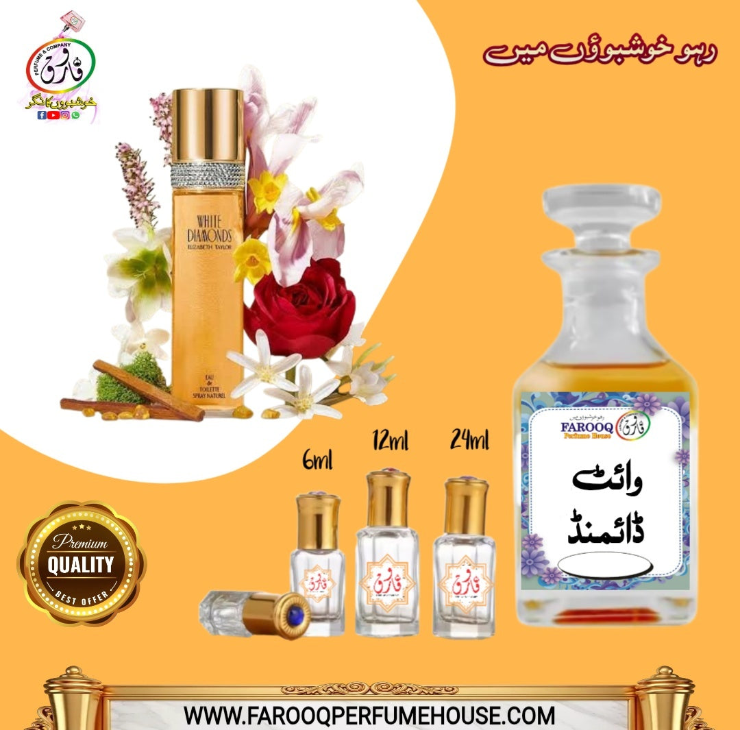 White Diamond Attar – Elegant Floral Luxury Perfume Oil | Long Lasting Non-Alcoholic Unisex Fragrance